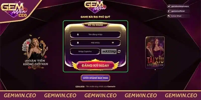 Các bước đăng nhập Gemwin vô cùng dễ hiểu